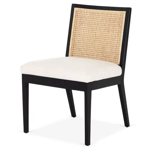 Aimee Cane Dining Side Chair - Ebony/Flax - Black