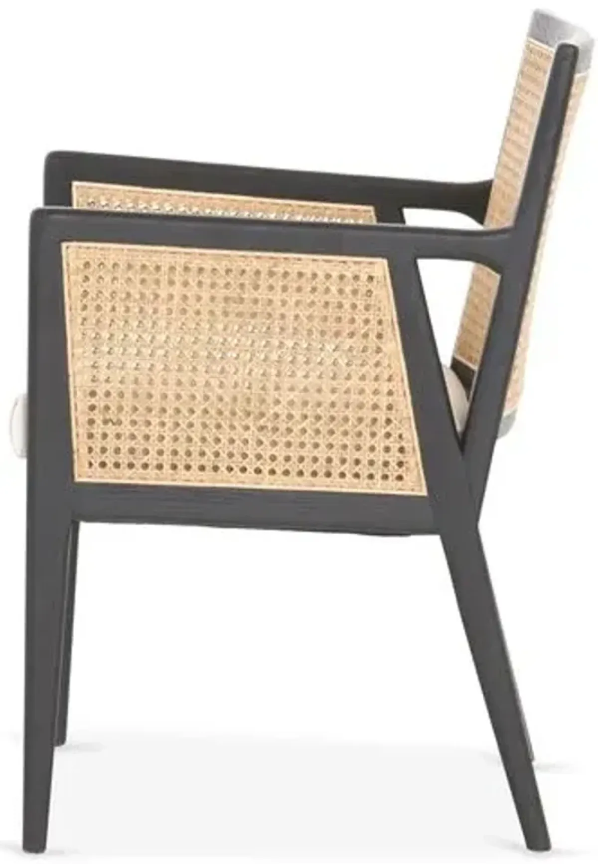 Aimee Cane Dining Armchair - Ebony/Flax - White