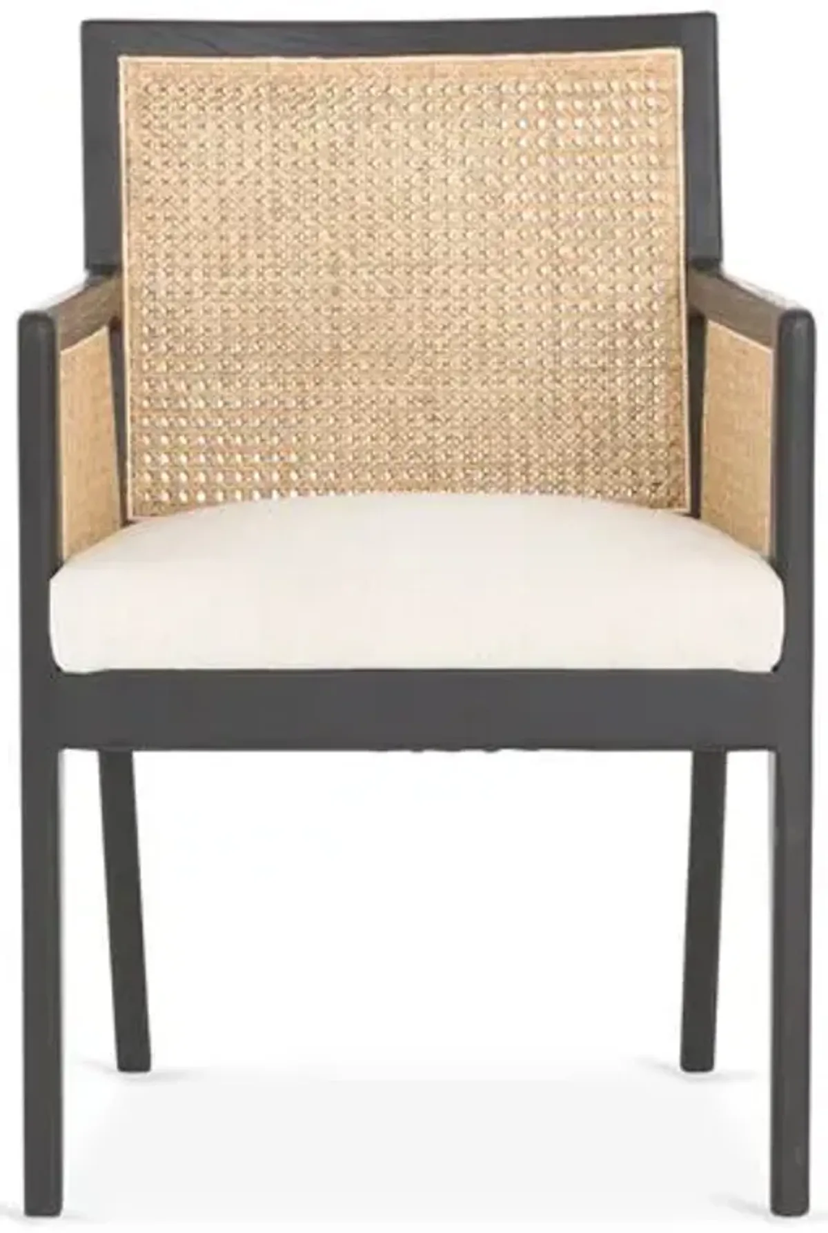 Aimee Cane Dining Armchair - Ebony/Flax - White