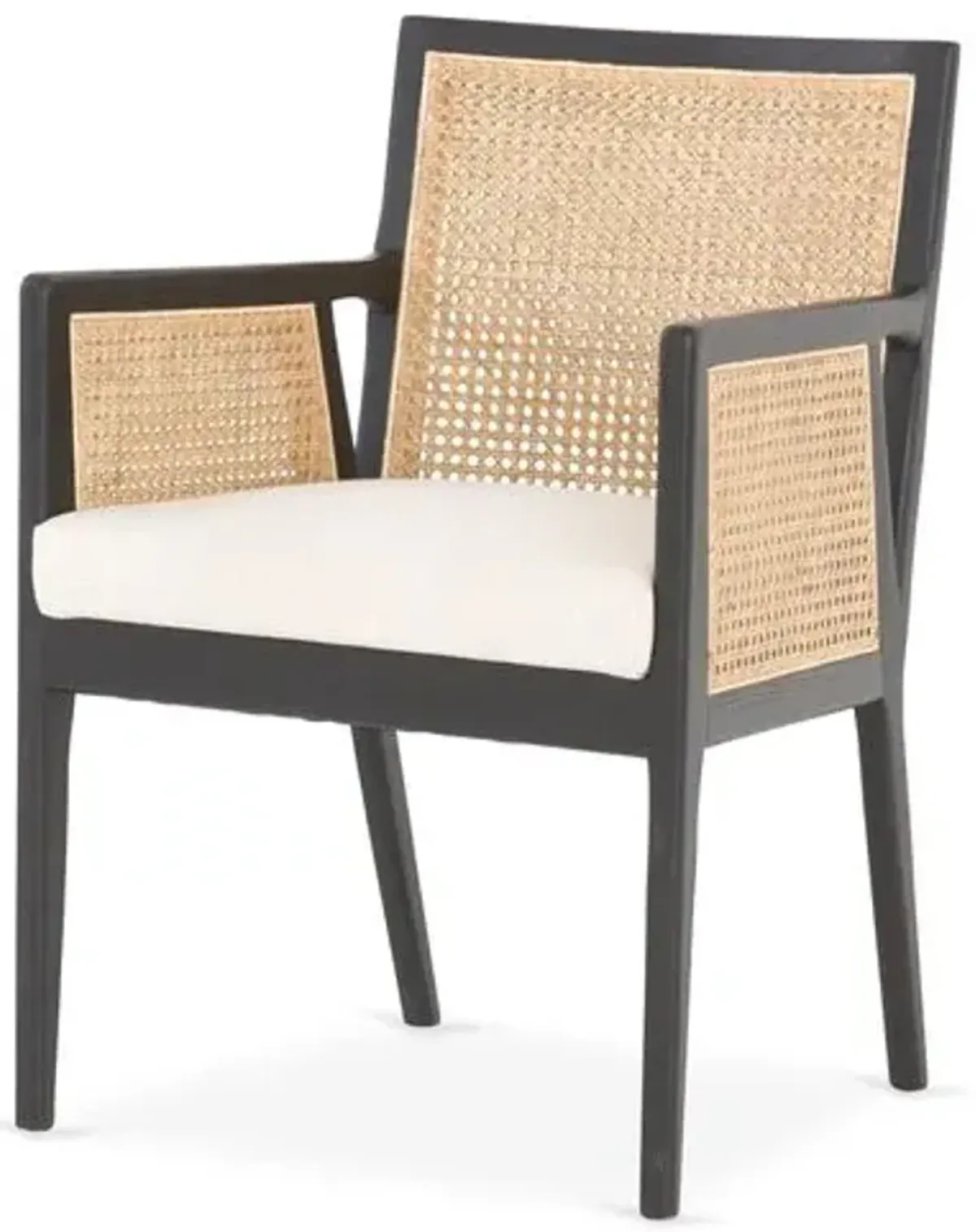 Aimee Cane Dining Armchair - Ebony/Flax - White