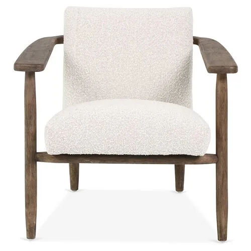 Emette Accent Chair - Ivory - Brown, Comfortable, Durable, Cushioned