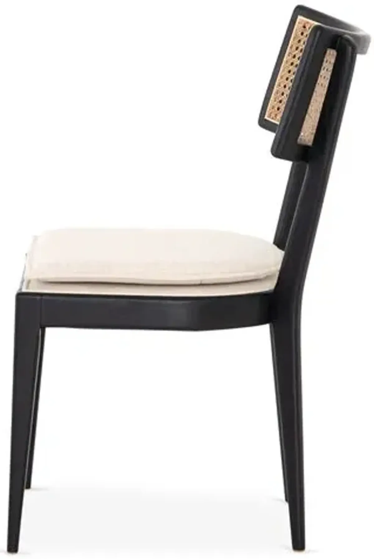 Aimee Curved Back Cane Side Chair - Ebony/Flax - White