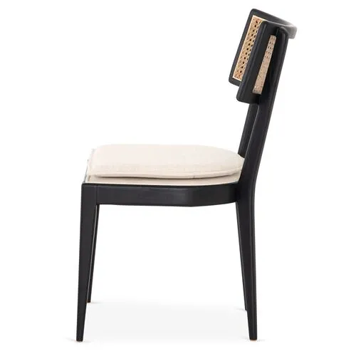 Aimee Curved Back Cane Side Chair - Ebony/Flax - White