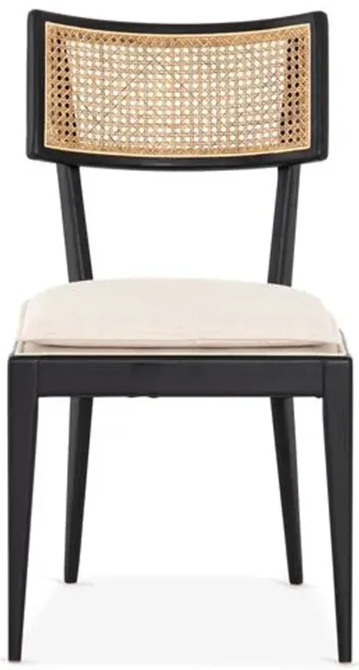 Aimee Curved Back Cane Side Chair - Ebony/Flax - White