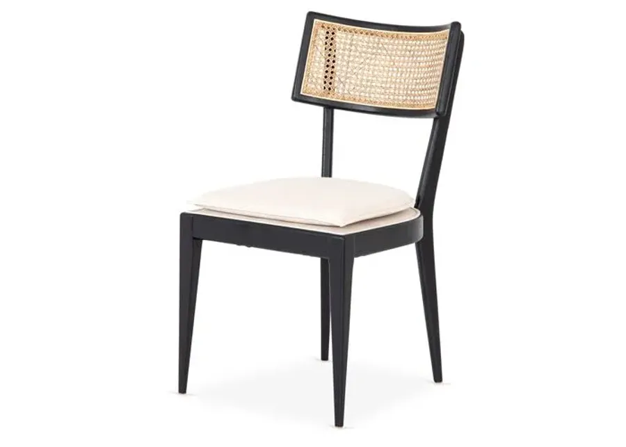 Aimee Curved Back Cane Side Chair - Ebony/Flax - White