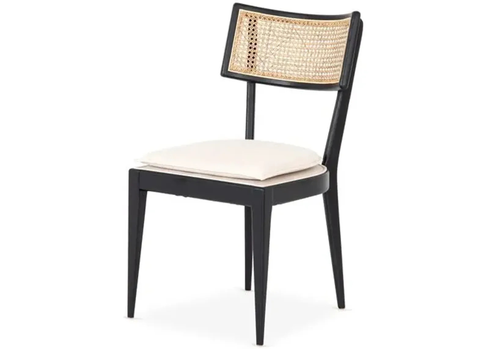 Aimee Curved Back Cane Side Chair - Ebony/Flax - White