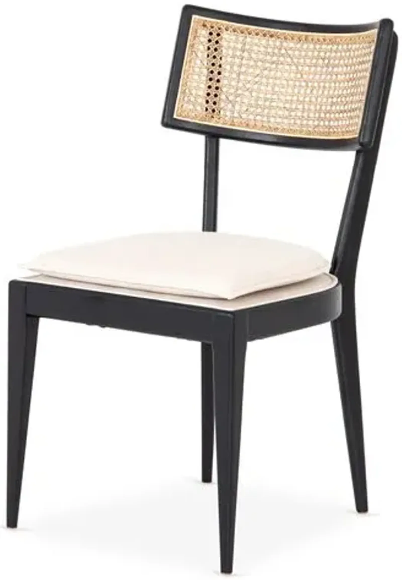 Aimee Curved Back Cane Side Chair - Ebony/Flax - White