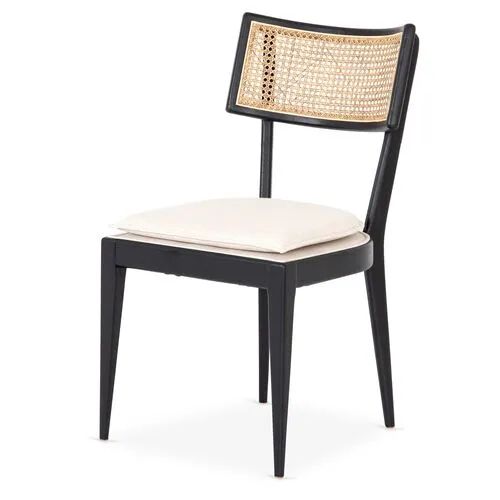 Aimee Curved Back Cane Side Chair - Ebony/Flax - White