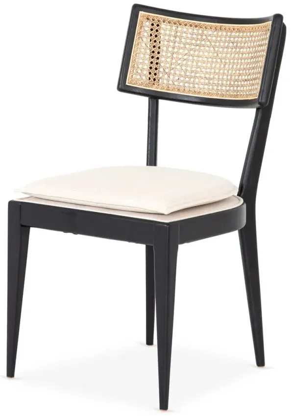 Aimee Curved Back Cane Side Chair, Ebony/Flax