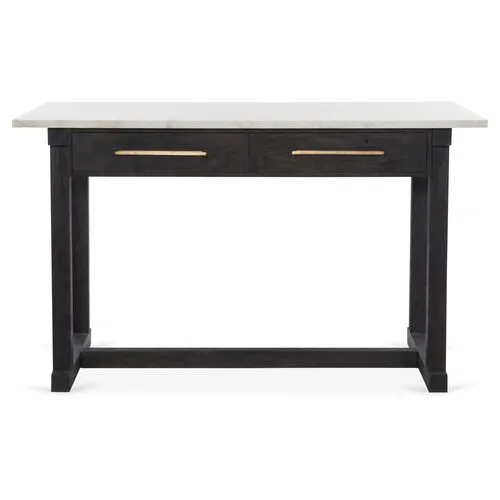 Kasey Counter Table - White Marble - Black