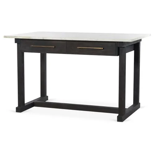 Kasey Counter Table - White Marble - Black