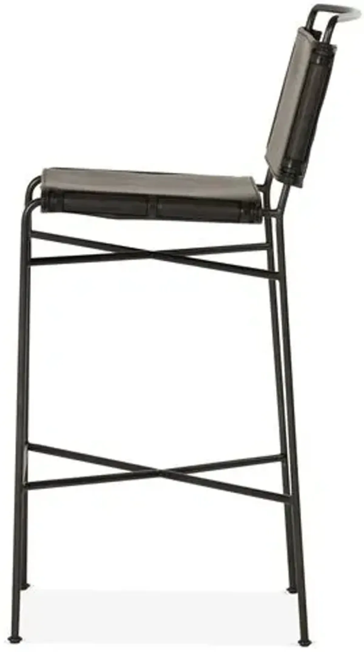 Jackson Barstool - Black Leather - Beige