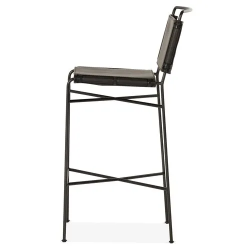 Jackson Barstool - Black Leather - Beige