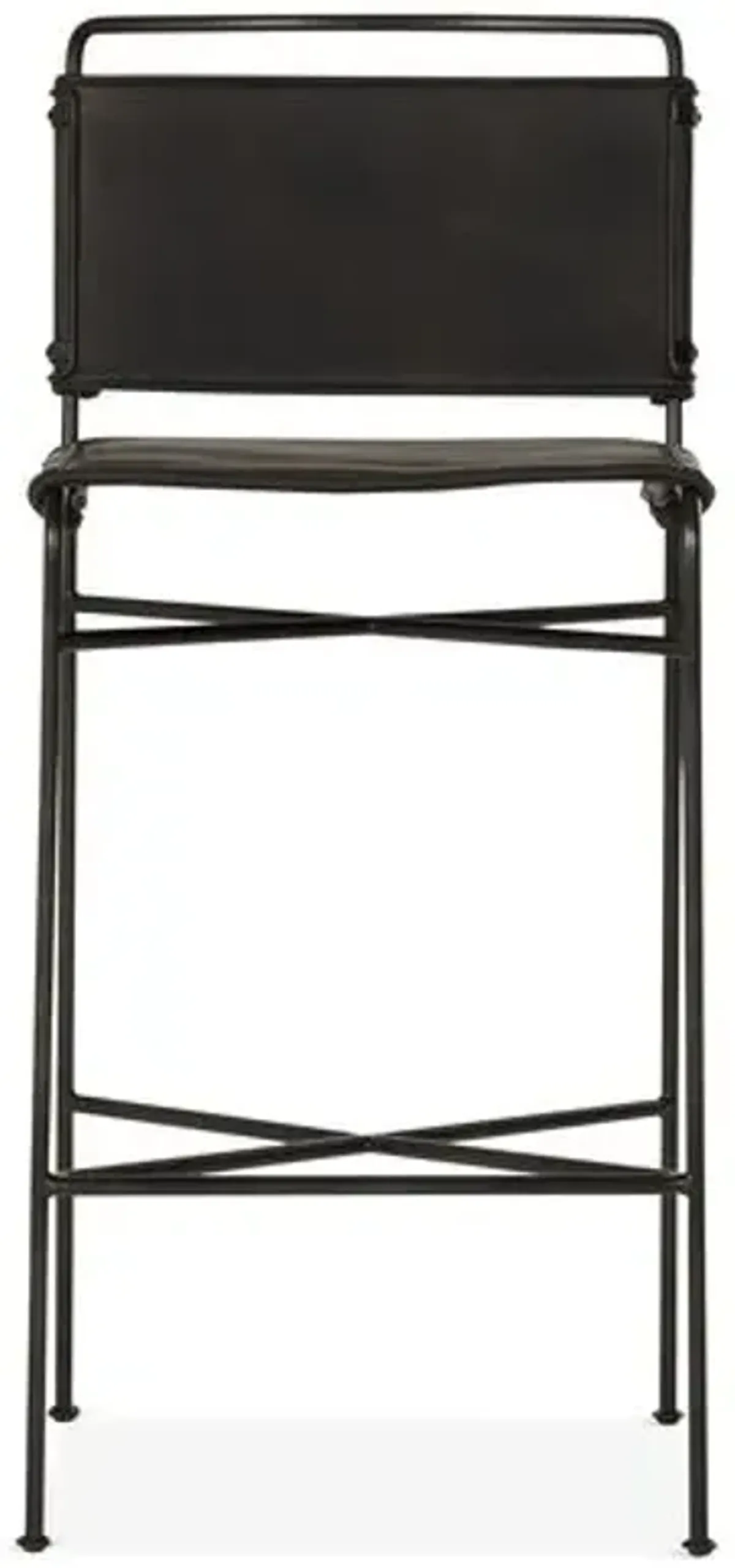 Jackson Barstool - Black Leather - Beige