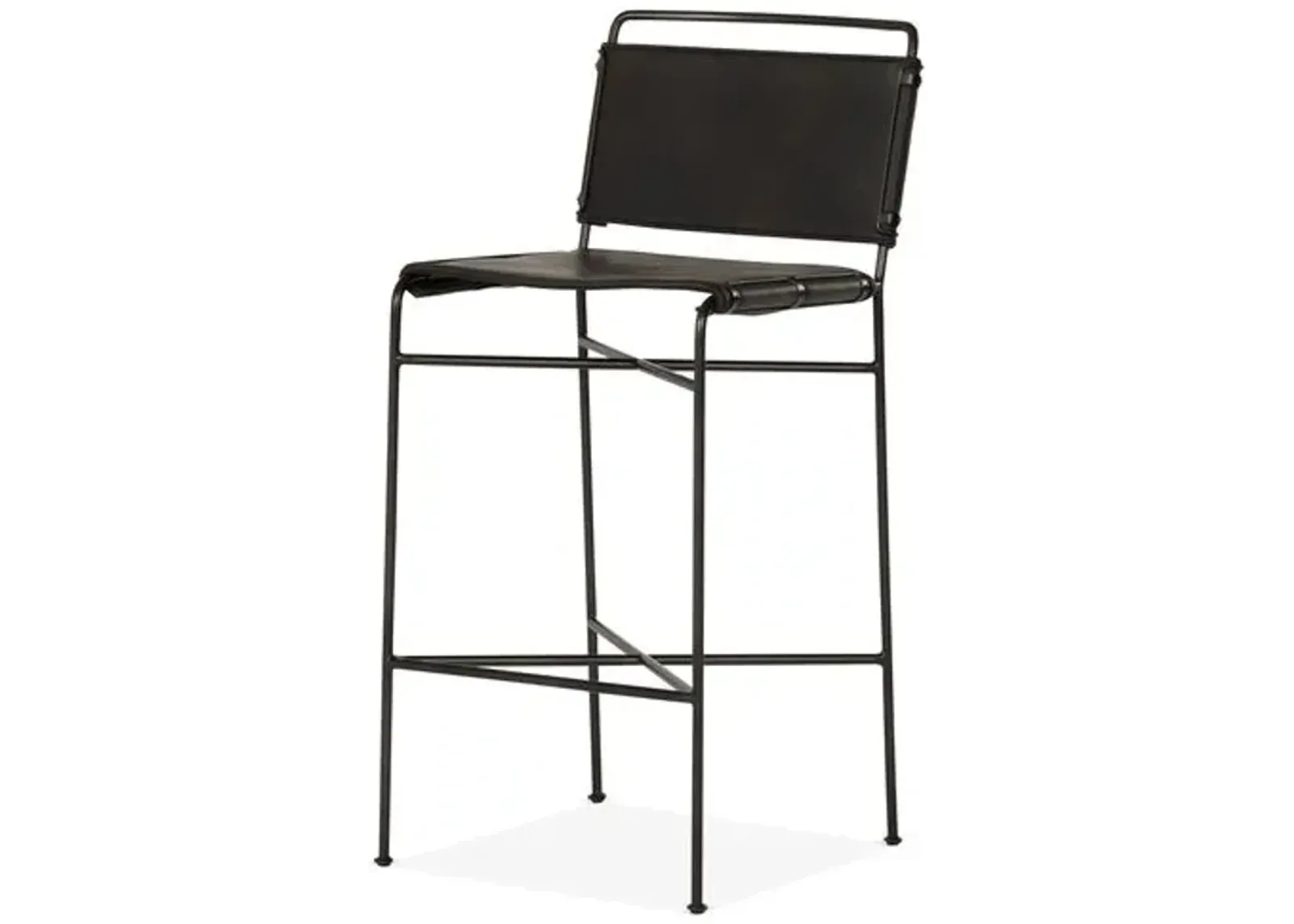 Jackson Barstool - Black Leather - Beige