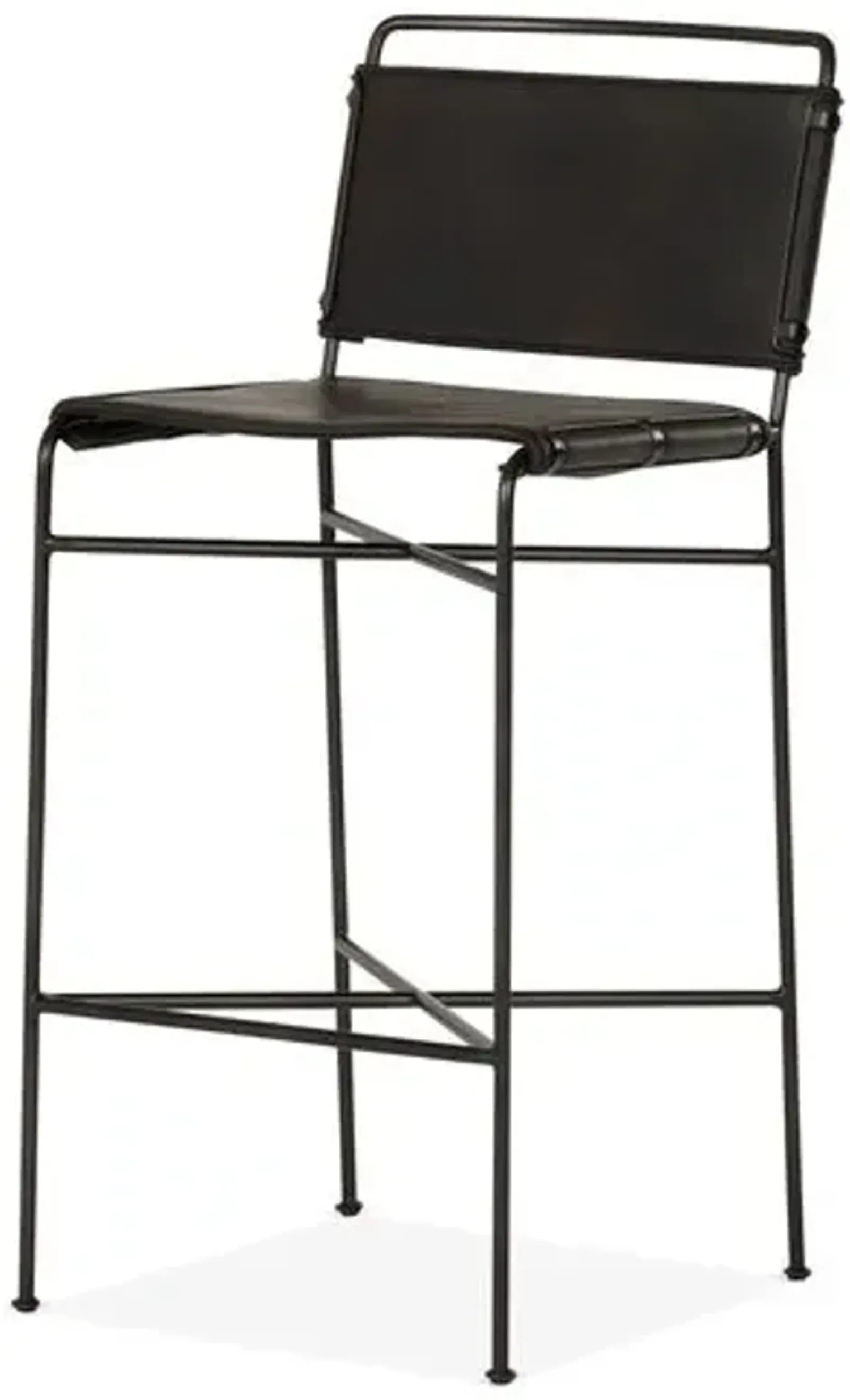 Jackson Barstool - Black Leather - Beige