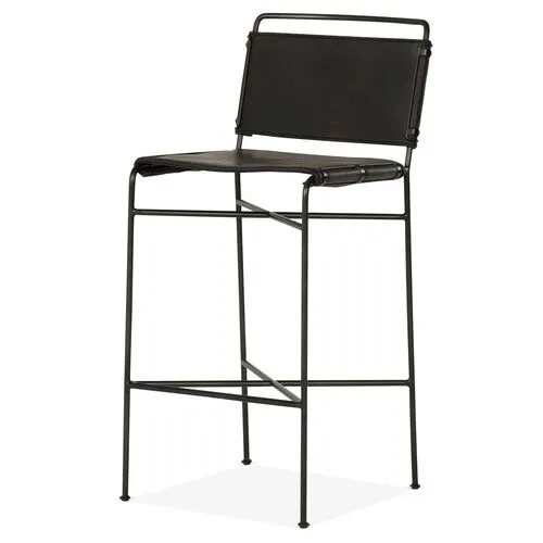 Jackson Barstool - Black Leather - Beige