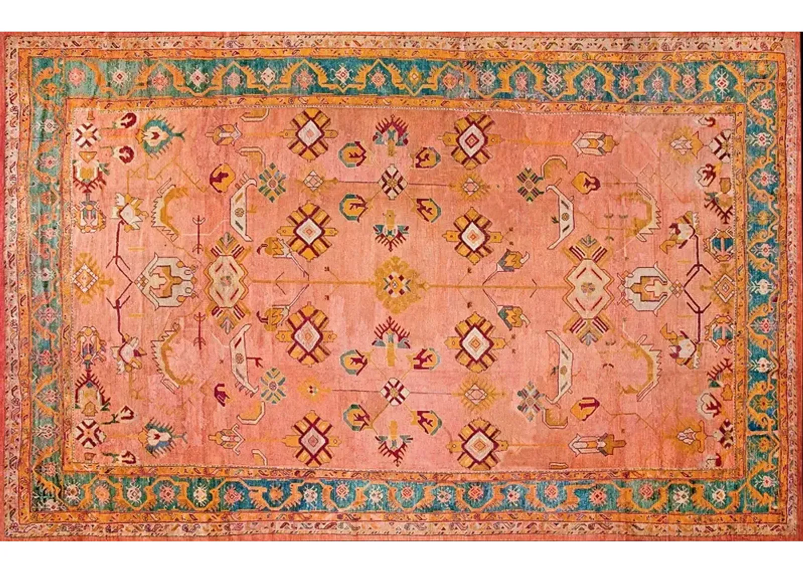 Late 19th Century Turkish Oushak Carpet - pink