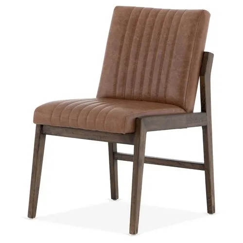 Ava Side Chair - Chestnut Leather - Brown
