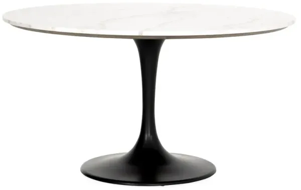 Ray 55" Dining Table, White Marble