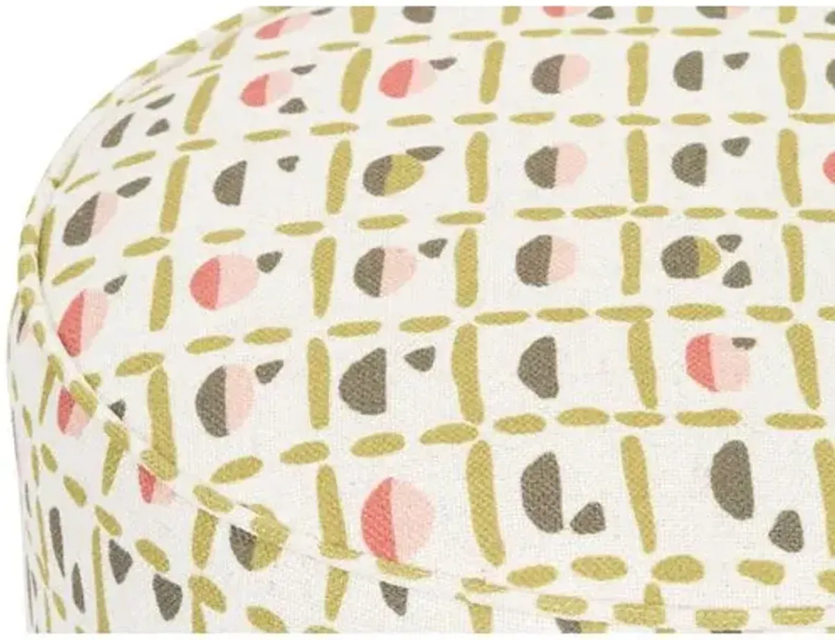 Dot Ottoman - Olive/Pink - Kim Salmela - Handcrafted - Beige