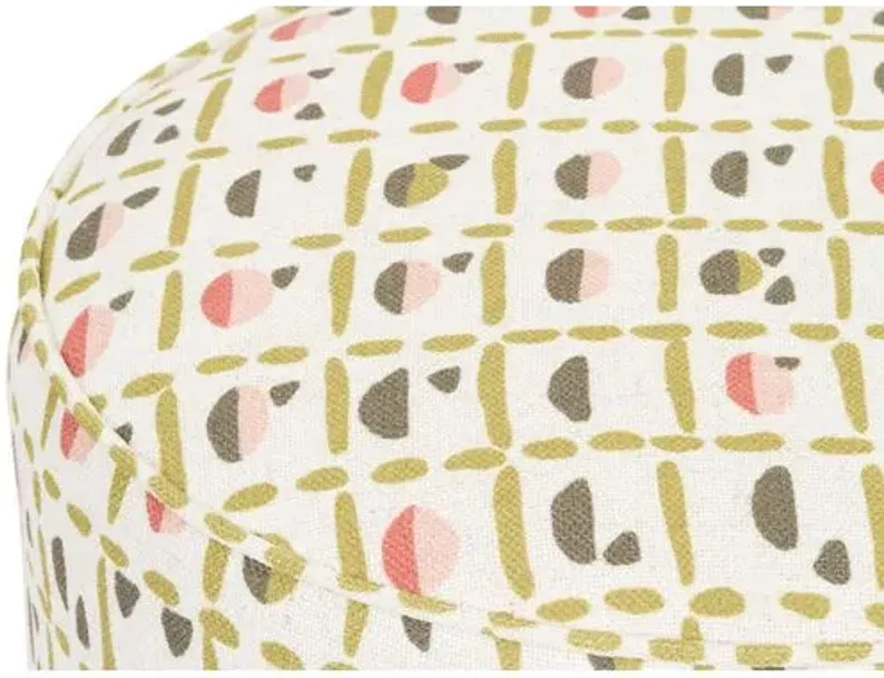 Dot Ottoman - Olive/Pink - Kim Salmela - Handcrafted - Beige