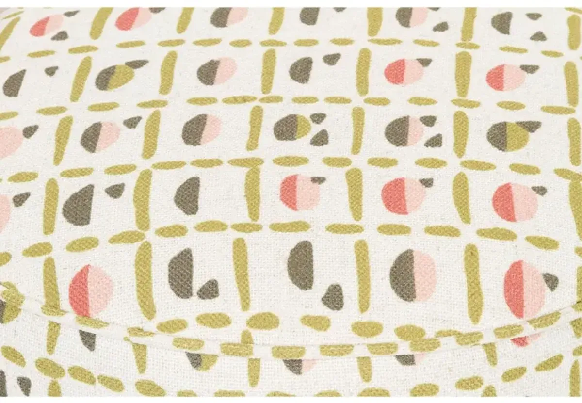 Dot Ottoman, Olive/Pink