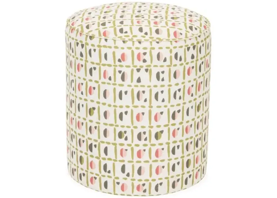 Dot Ottoman - Olive/Pink - Kim Salmela - Handcrafted - Beige