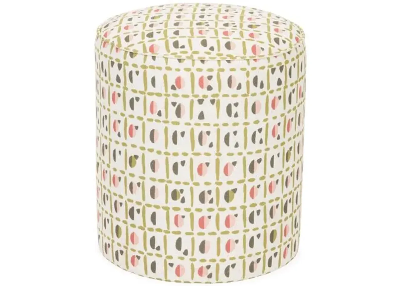 Dot Ottoman - Olive/Pink - Kim Salmela - Handcrafted - Beige