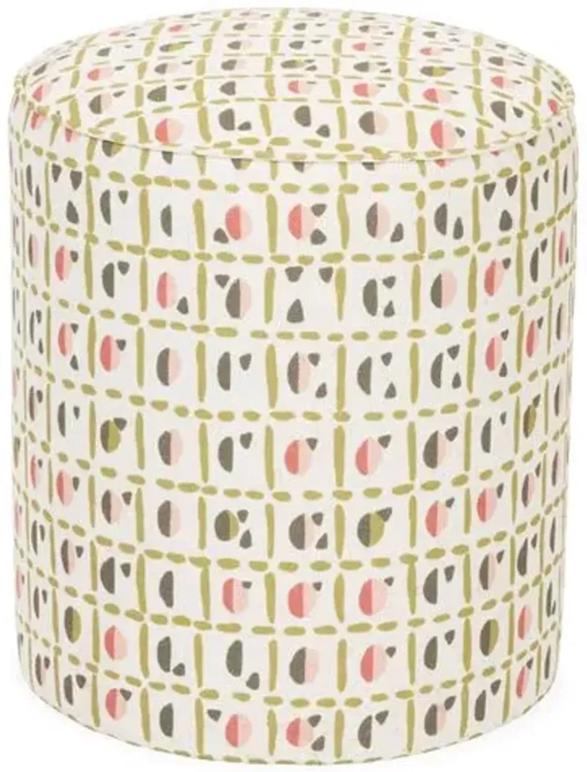 Dot Ottoman - Olive/Pink - Kim Salmela - Handcrafted - Beige