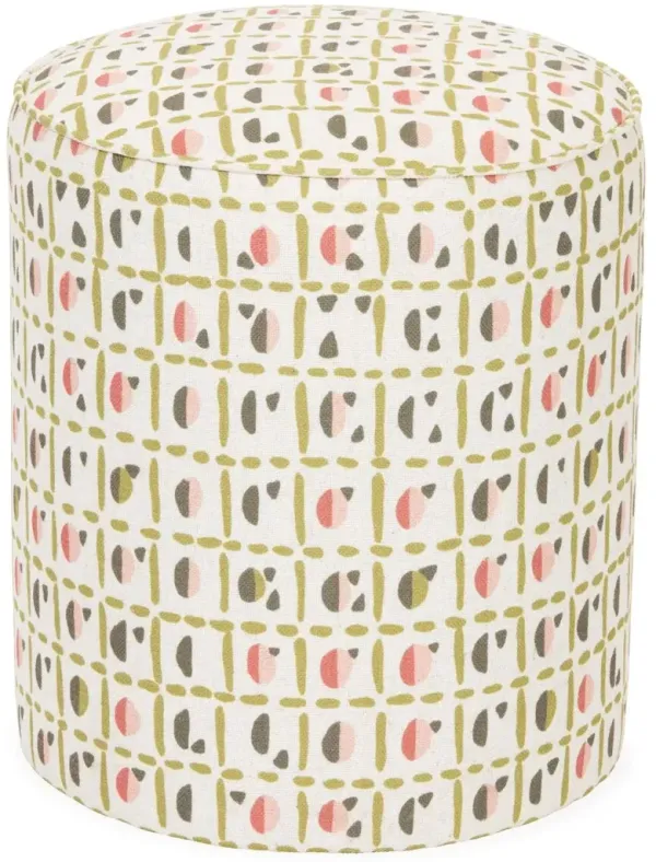 Dot Ottoman, Olive/Pink