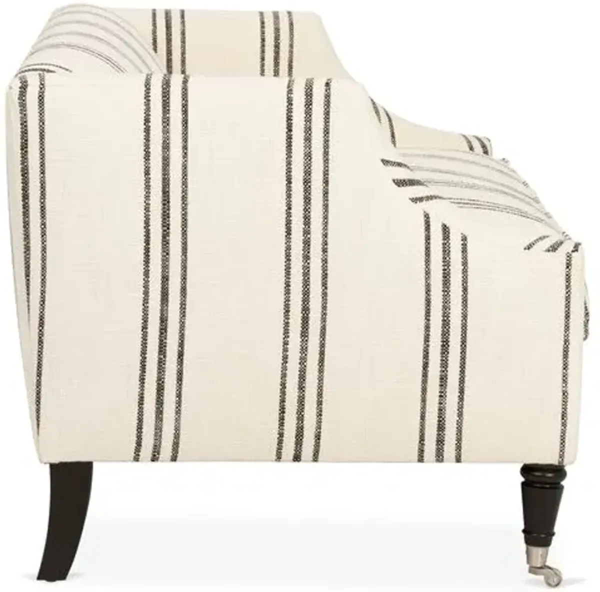 Gage Swoop-Arm Settee - Ivory/Black Stripe - Kim Salmela - Handcrafted