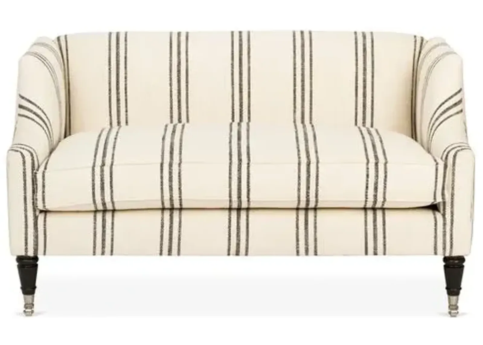 Gage Swoop-Arm Settee - Ivory/Black Stripe - Kim Salmela - Handcrafted