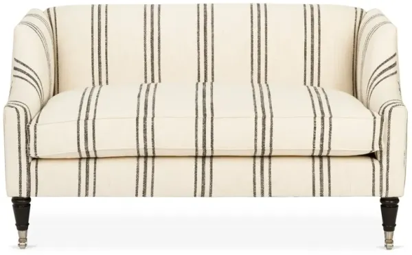 Gage Swoop-Arm Settee, Ivory/Black Stripe