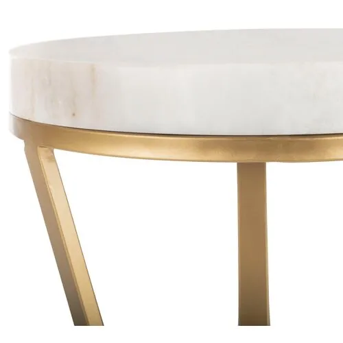Jade Side Table - White - Gold