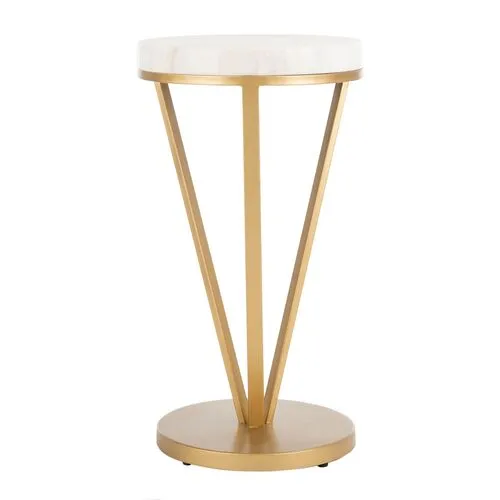 Jade Side Table - White - Gold