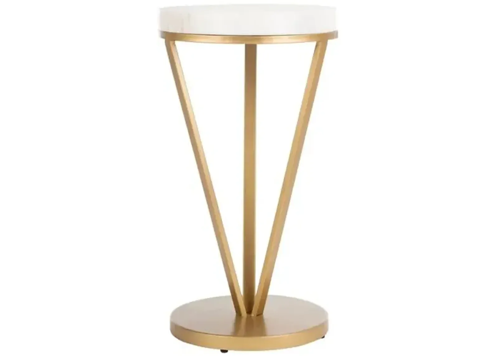 Jade Side Table - White - Gold