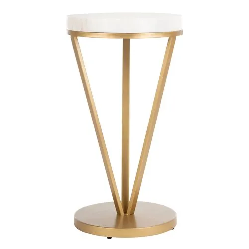 Jade Side Table - White - Gold