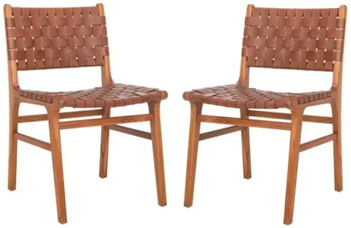 Set of 2 Jessica Side Chairs - Cognac - Brown