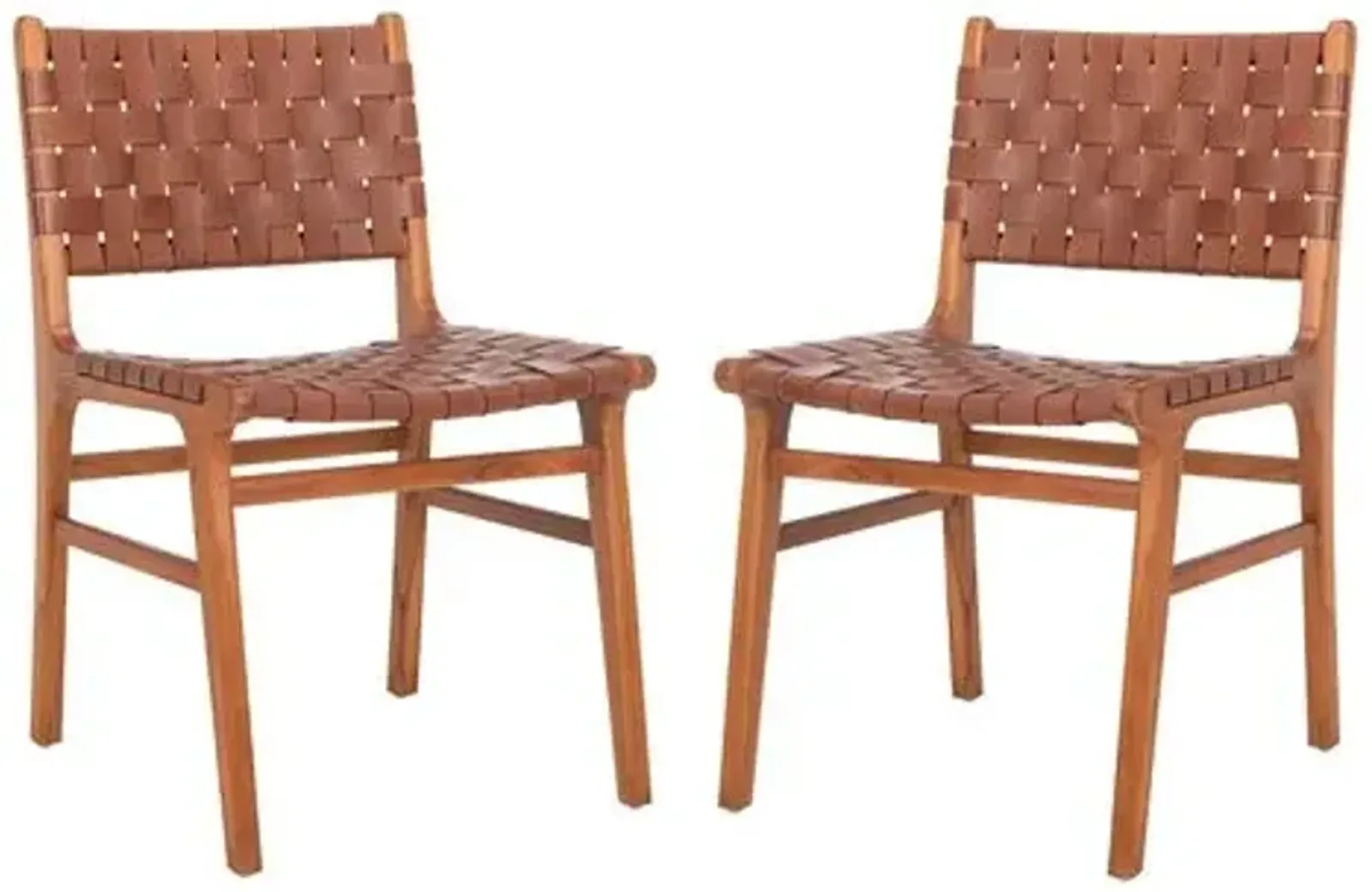 Set of 2 Jessica Side Chairs - Cognac - Brown