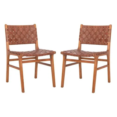 Set of 2 Jessica Side Chairs - Cognac - Brown