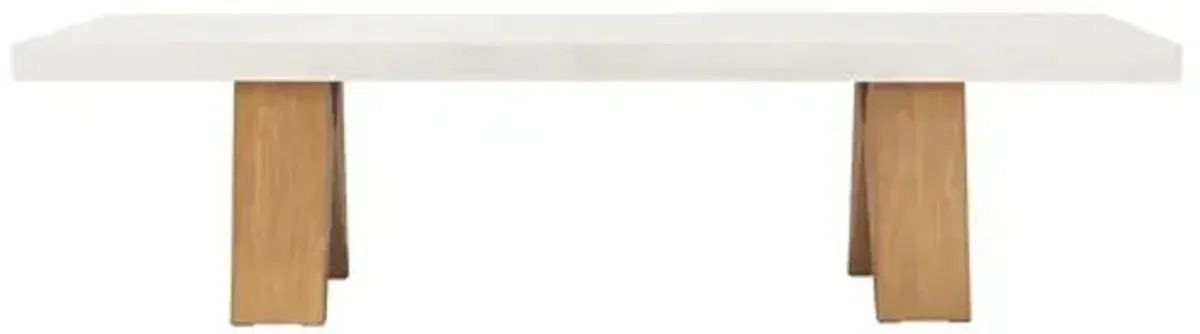 Clip Outdoor Dining Table - White Concrete/Teak