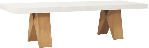 Clip Outdoor Dining Table, White Concrete/Teak