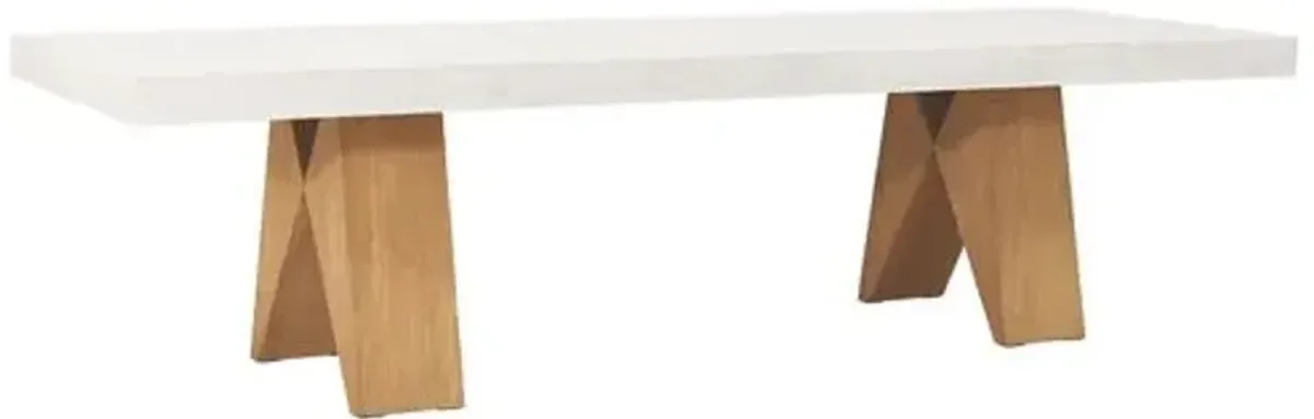 Clip Outdoor Dining Table - White Concrete/Teak