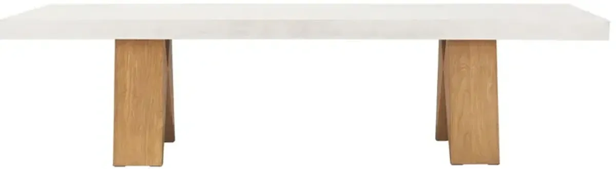 Clip Outdoor Dining Table, White Concrete/Teak