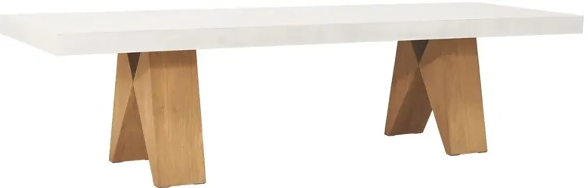 Clip Outdoor Dining Table, White Concrete/Teak