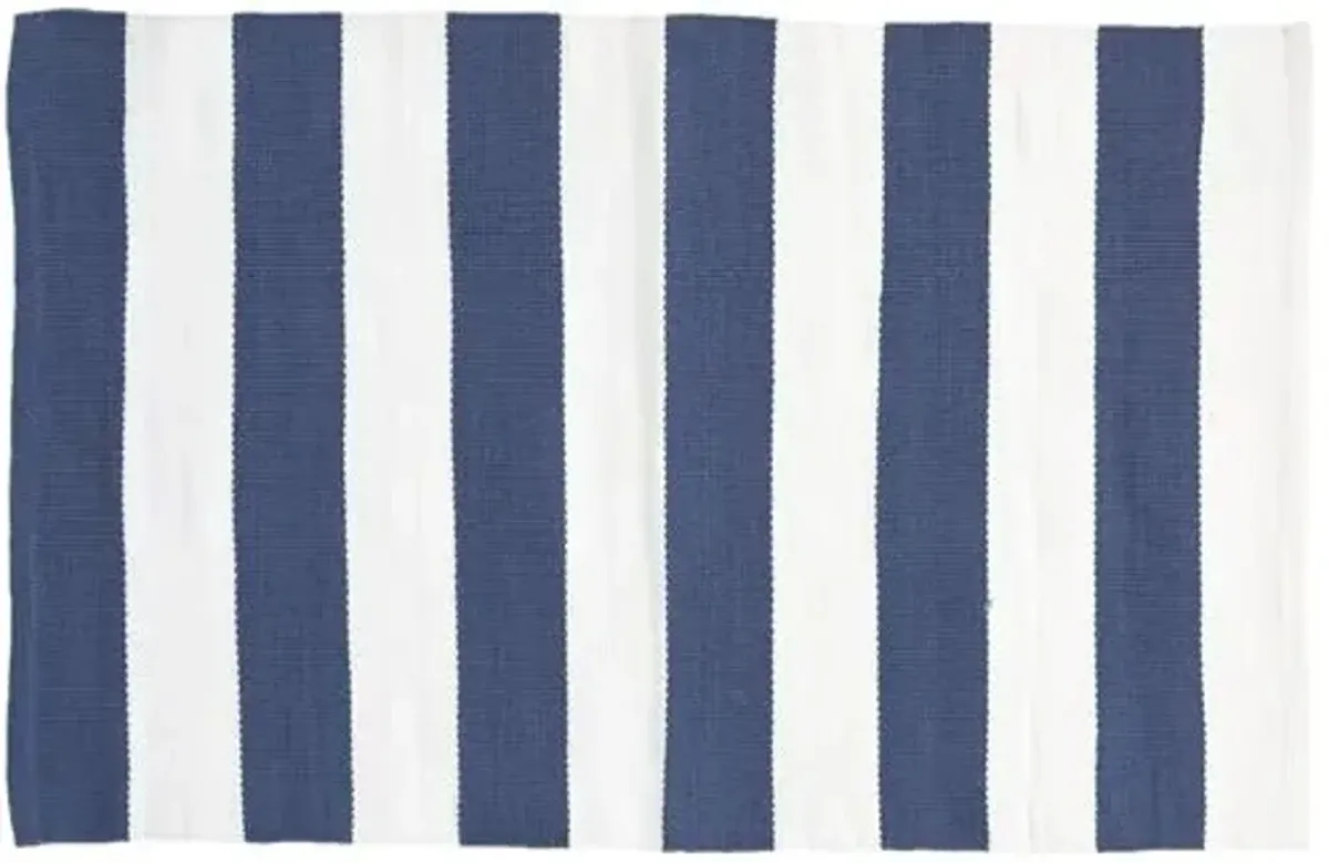 Catamaran Indoor/Outdoor Rug - Black/Ivory - DASH & ALBERT - Blue - Blue