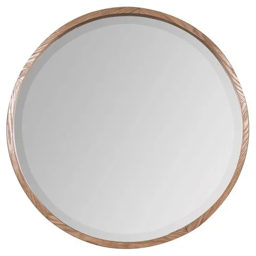 Dana 36" Round Wall Mirror - Natural Light Wood