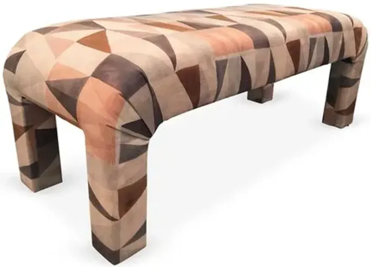 Hazel Waterfall Bench Geo - Kim Salmela - Handcrafted in the USA - Beige