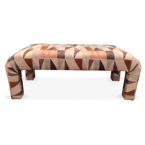 Hazel Waterfall Bench Geo - Kim Salmela - Handcrafted in the USA - Beige